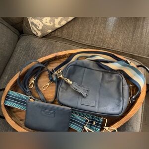 Stylish Blue Leather Crossbody Bag